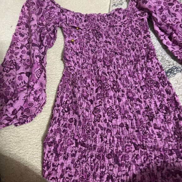 Free People Womens Smock It To Me Smocked Floral Mini Dress In Azalea Combo S - Picture 12 of 15